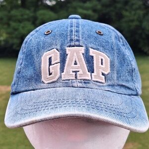 Y2K GAP Distressed Denim Hat Womens Size Medium Vintage 90s Baseball Cap